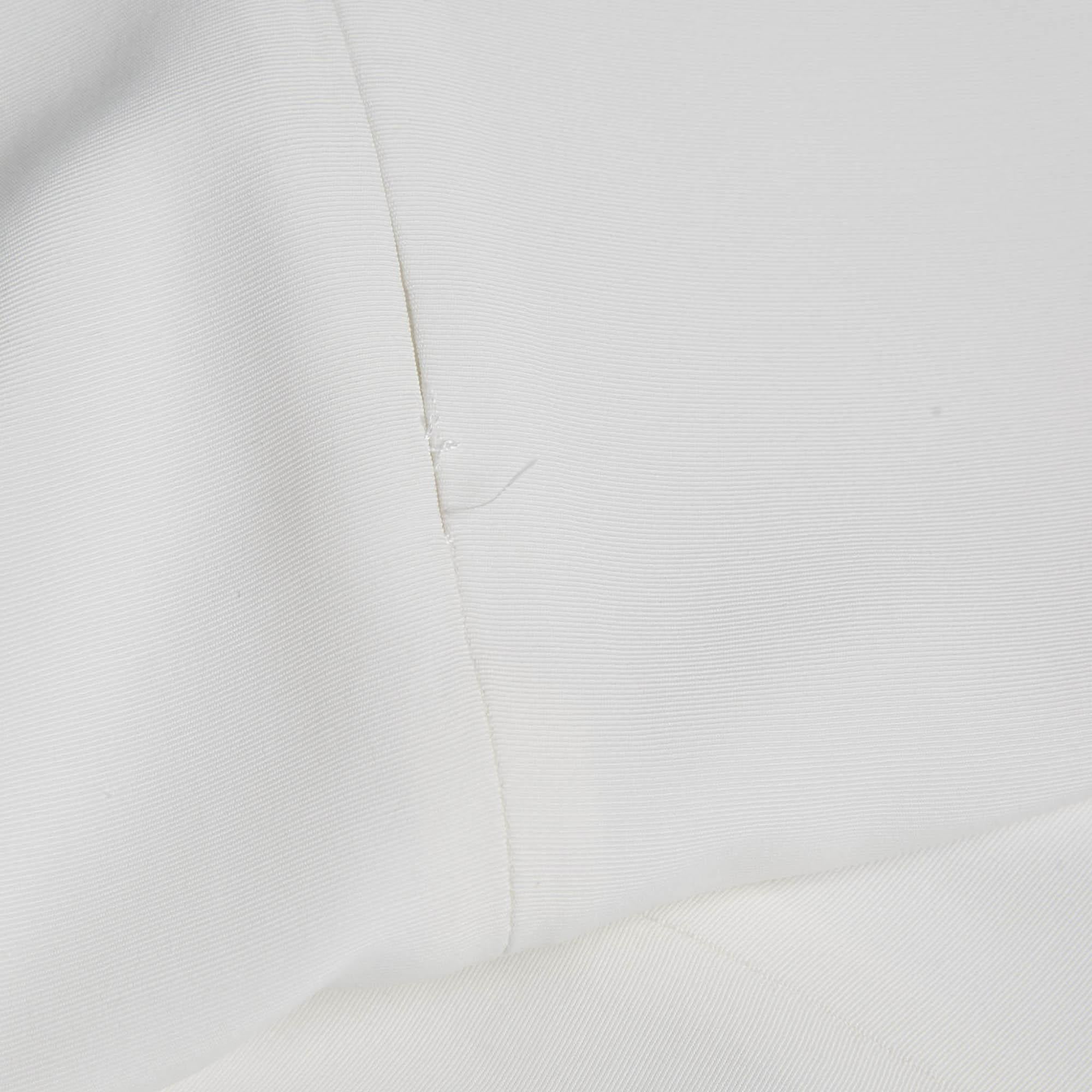 Women's Sandro White Textured Crepe Trim Detail Mini Dress L For Sale