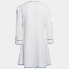 Sandro White Tweed V-Neck Short Dress M