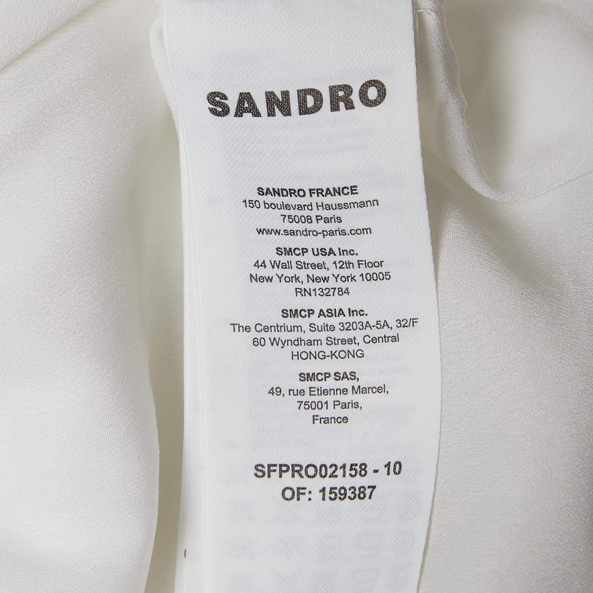 Women's Sandro White Tweed V-Neck Short Dress M For Sale