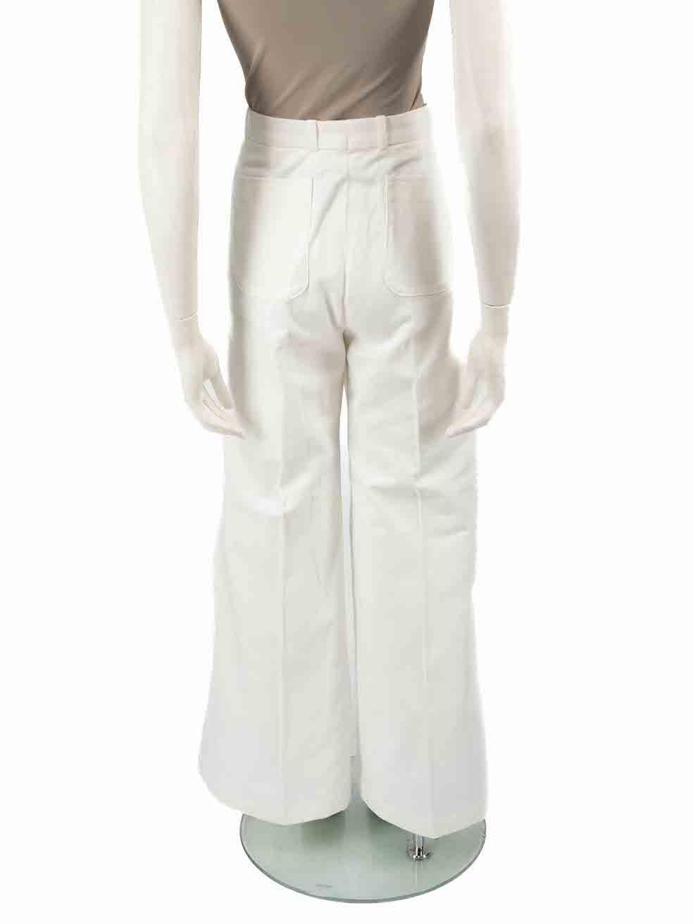 Sandro White Wide Leg Trousers Size L In Good Condition For Sale In London, GB