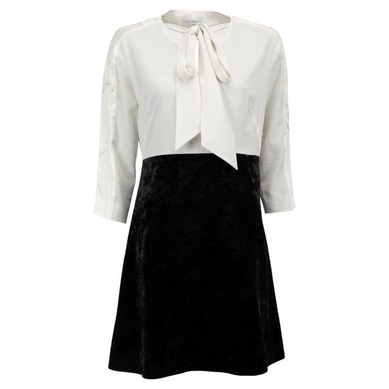 Tie Shoulder Black and White Mini Dress