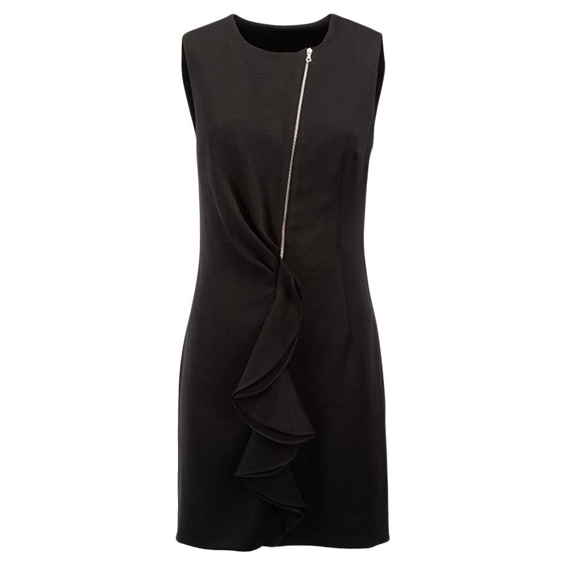 Sandro Women's Black Asymmetric Zip Ruffled Mini Dress