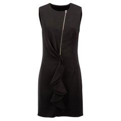 Sandro Women's Black Asymmetric Zip Ruffled Mini Dress
