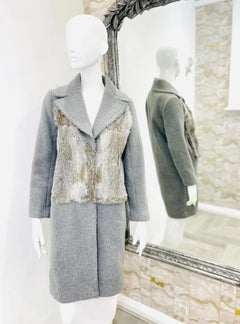 Sandro Wool Coat With Rabbit Fur Front