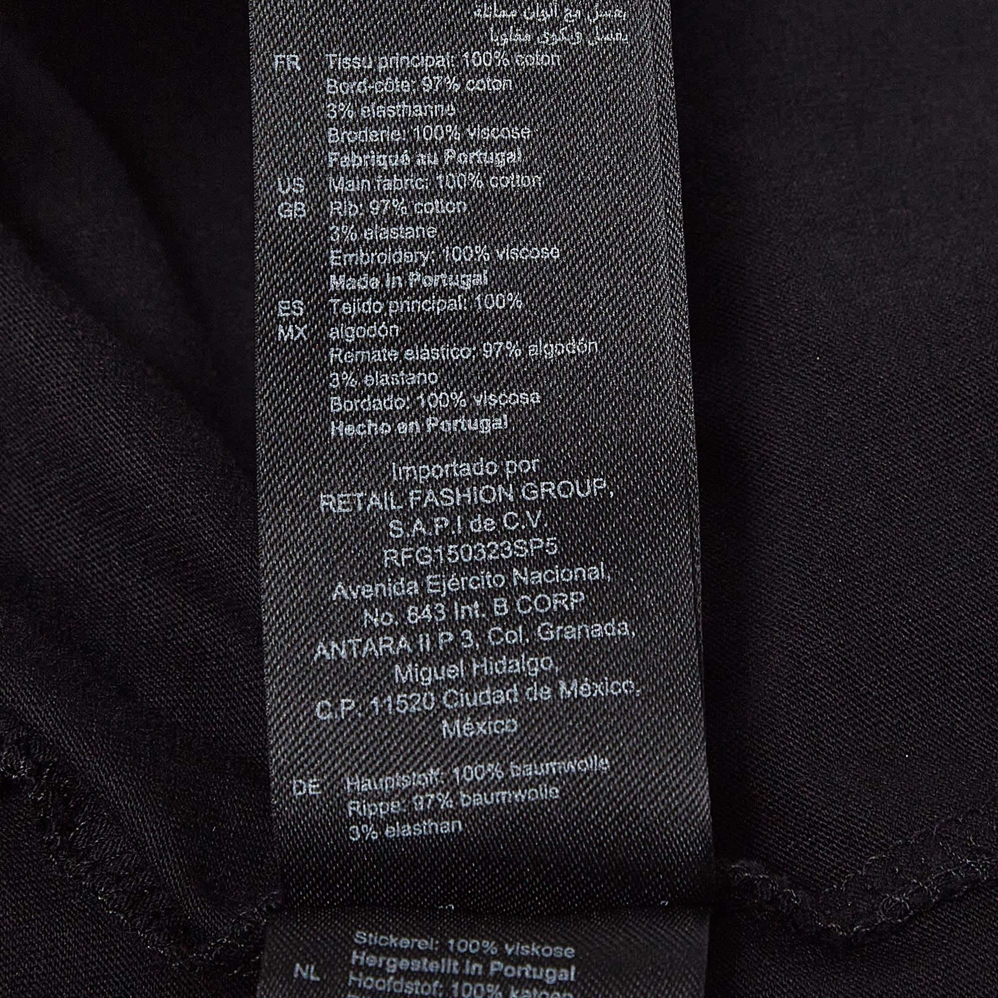 Sandro x Hot Stuff Black Embroidered Crew Neck T-shirt L For Sale 3