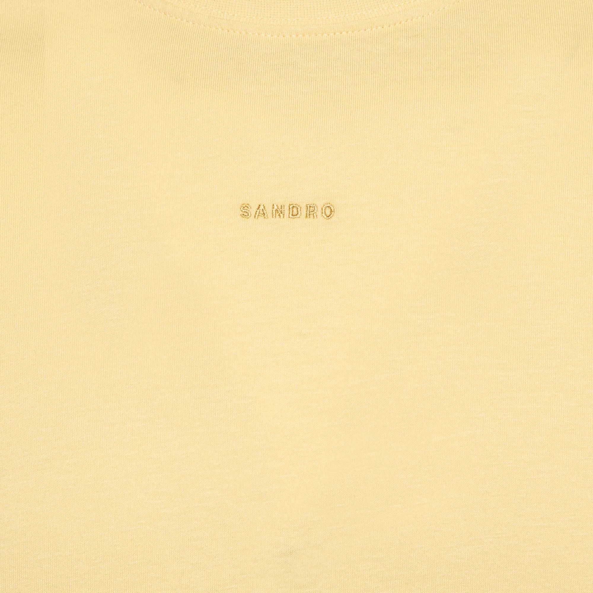 Sandro Yellow Logo Embroidered Cotton Round Neck T-Shirt S In Good Condition For Sale In Dubai, Al Qouz 2