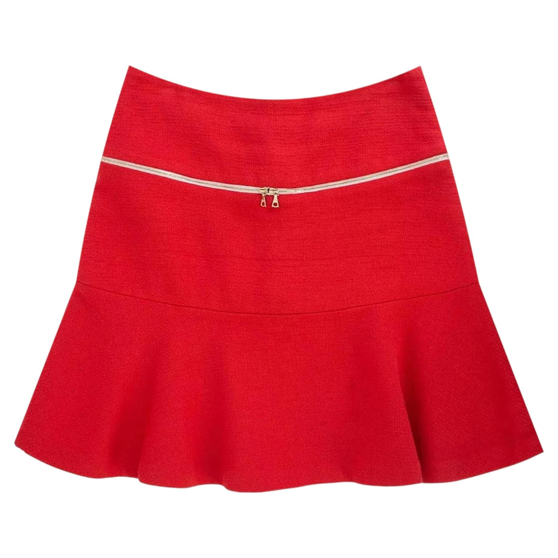 Sandro Zip-Embellished Flared Cotton Mini Skirt