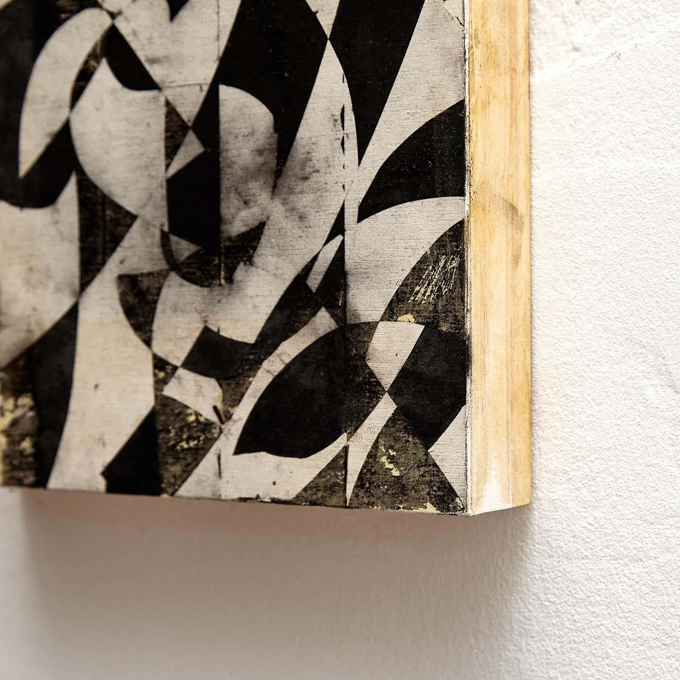 XXIe siècle et contemporain La maîtrise du monochrome par Sandro : Peinture abstraite en noir et blanc (circa 2015). en vente