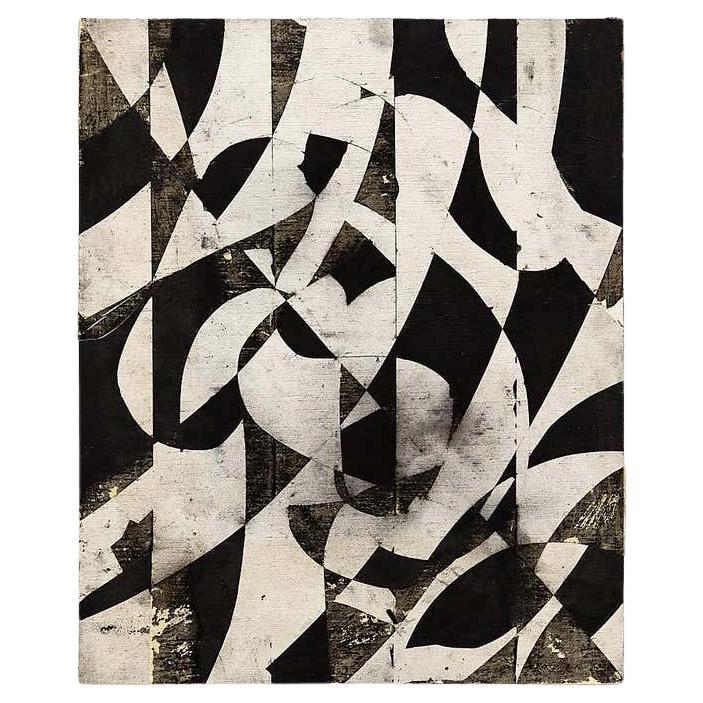 La maîtrise du monochrome par Sandro : Peinture abstraite en noir et blanc (circa 2015).