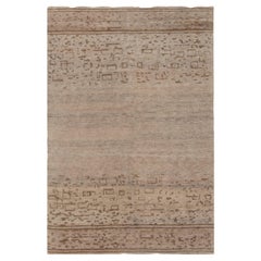 "Sandscript" Modern Geometric Warm Tan With Brown Carpet by Doris Leslie Blau