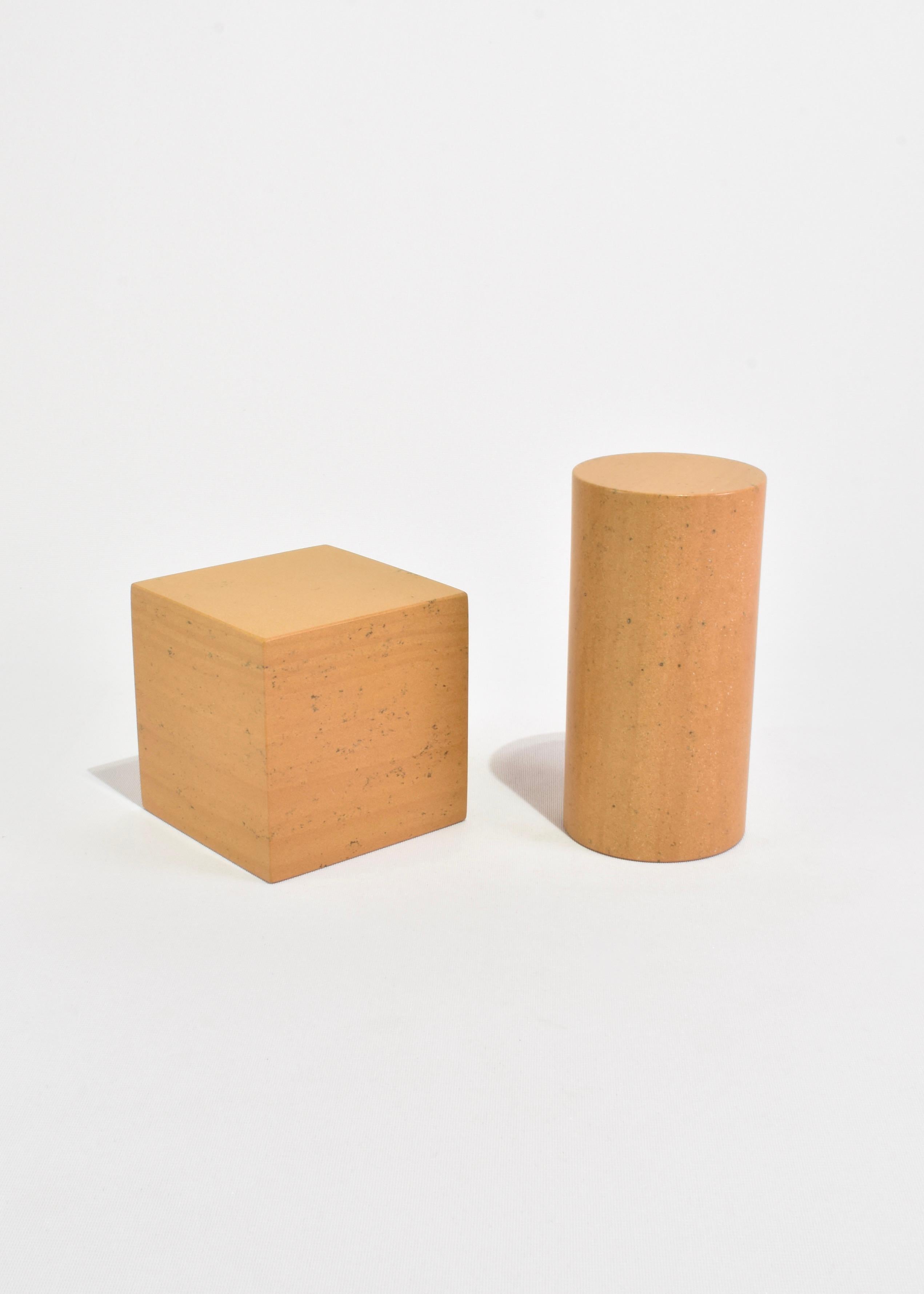 Hand-Crafted Sandstone Cube Bookend