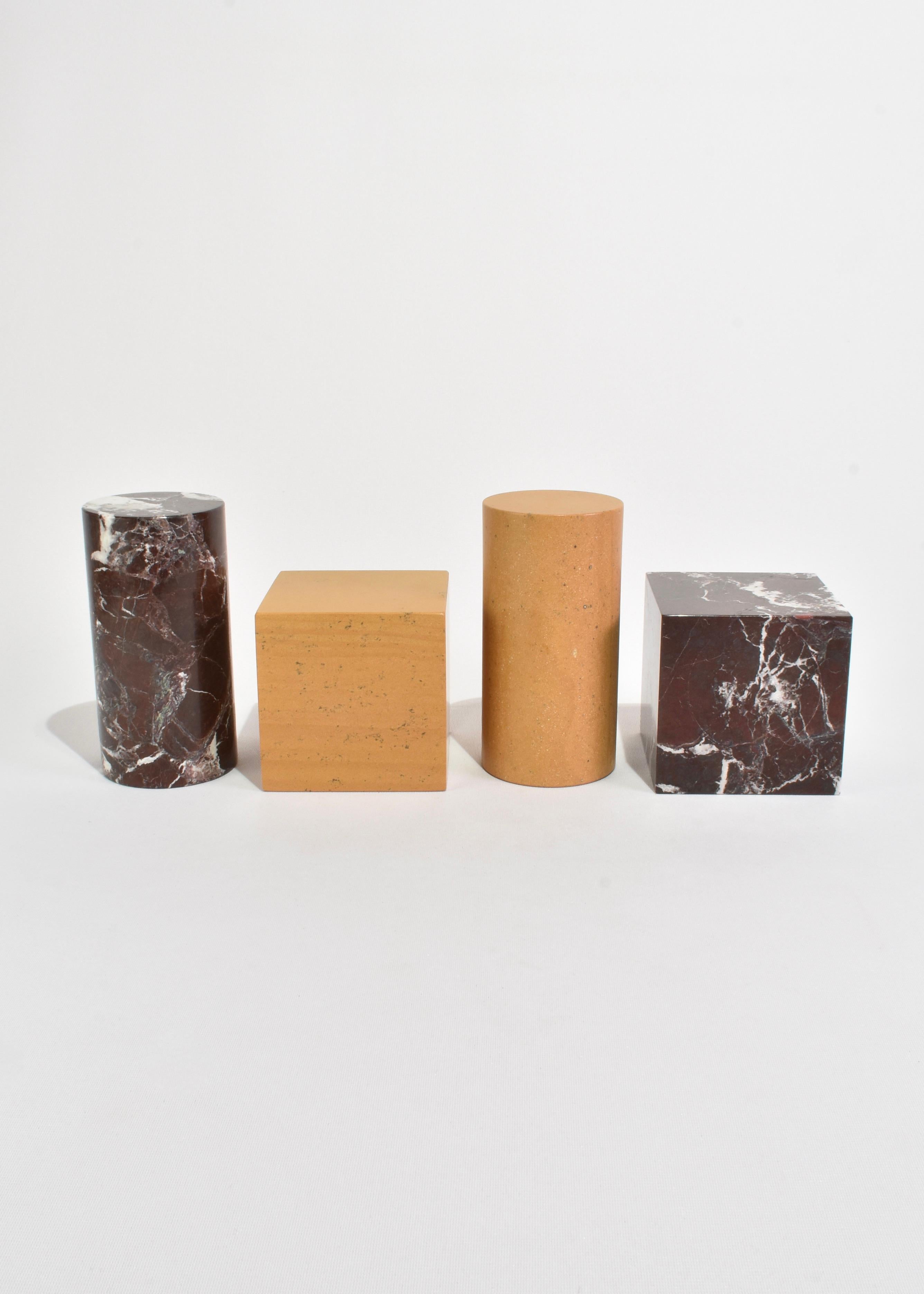 Contemporary Sandstone Cube Bookend For Sale