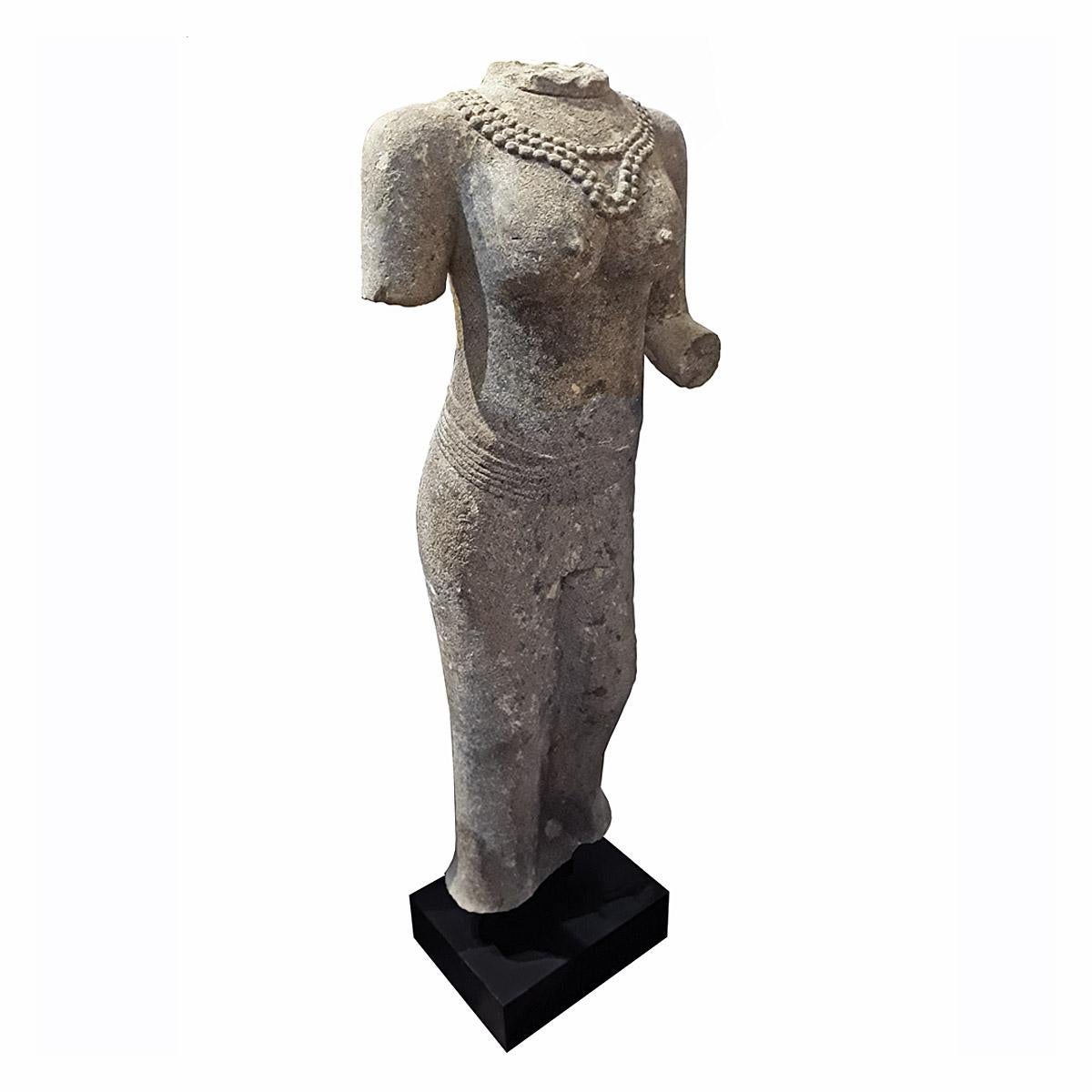 Other Hand-Carved Sandstone Female Sculpture, Late 20th Century For Sale