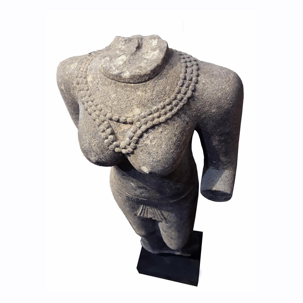 Hand-Carved Sandstone Female Sculpture, Late 20th Century 2