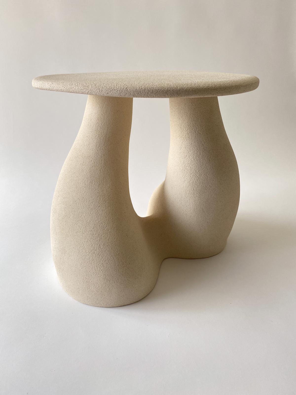 Sandstone Gabrielle Side Table Handsculped by Hermine Bourdin 5