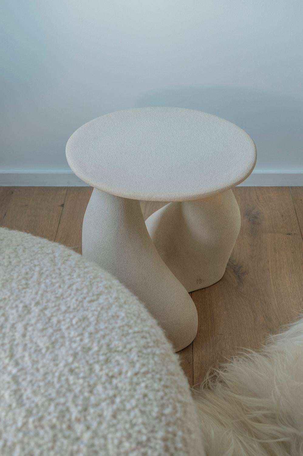 Sandstone Gabrielle Side Table Handsculped by Hermine Bourdin 9