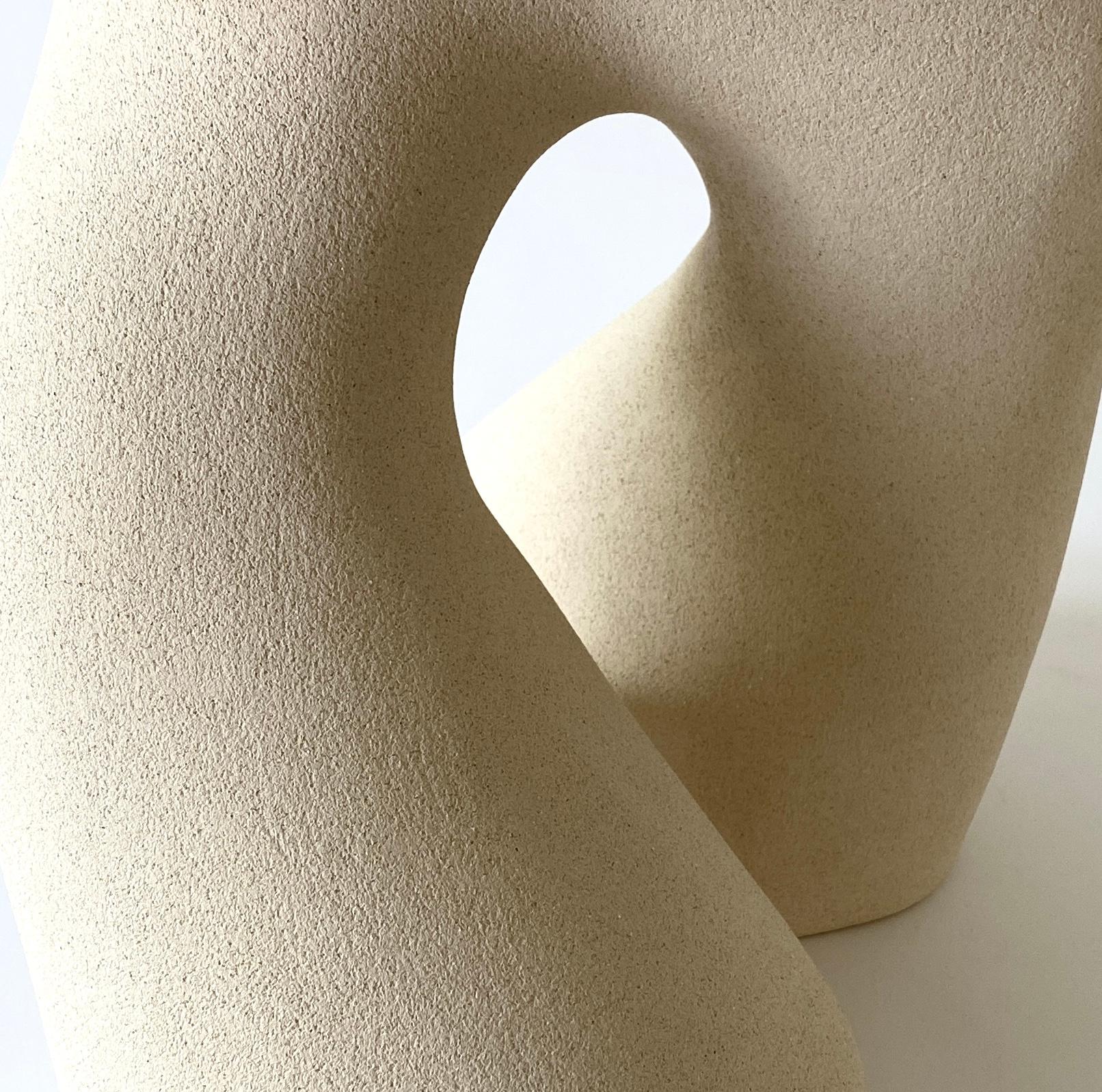 Modern Sandstone Gabrielle Side Table Handsculped by Hermine Bourdin