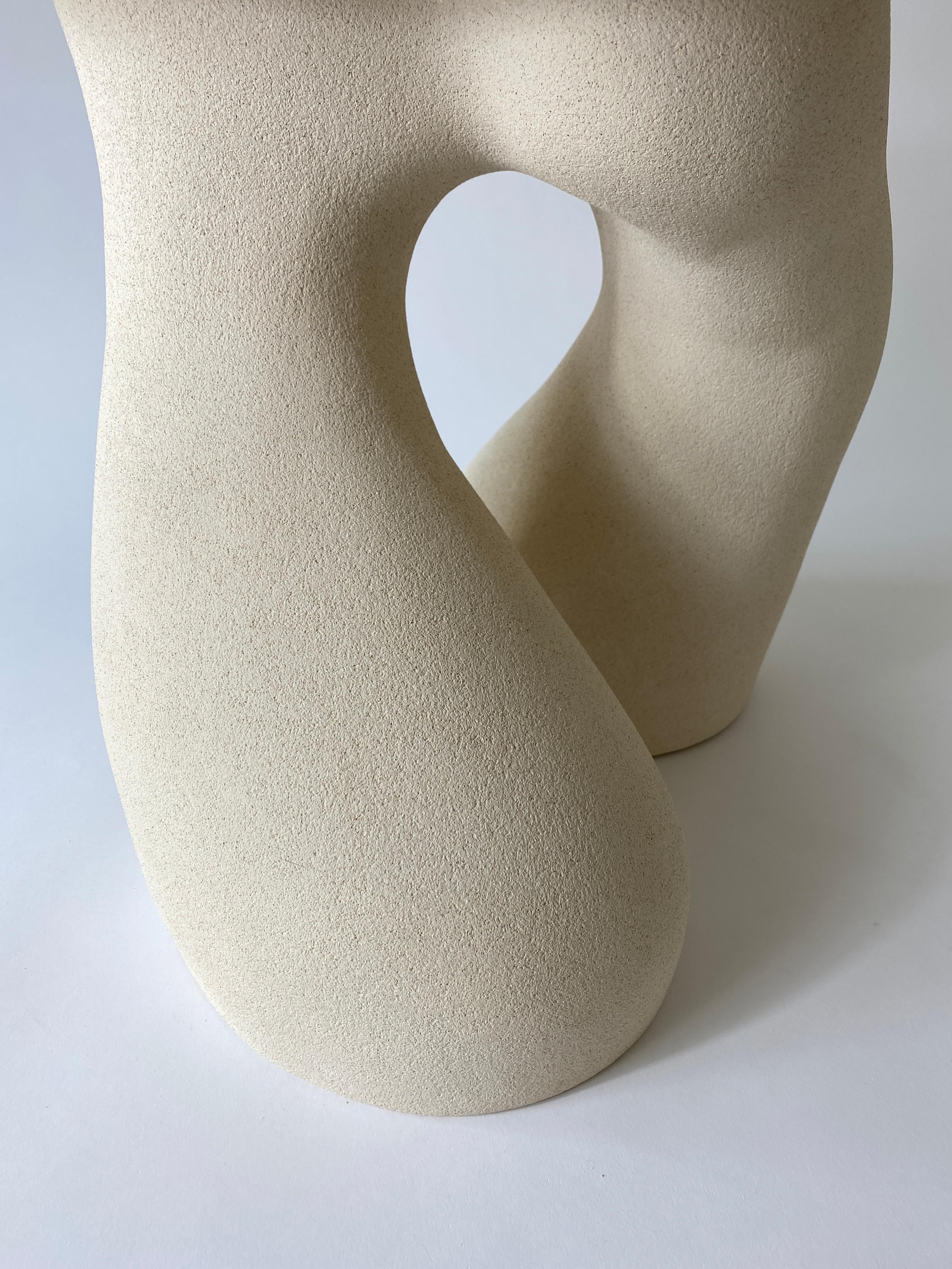 Sandstone Gabrielle Side Table Handsculped by Hermine Bourdin In New Condition In Geneve, CH