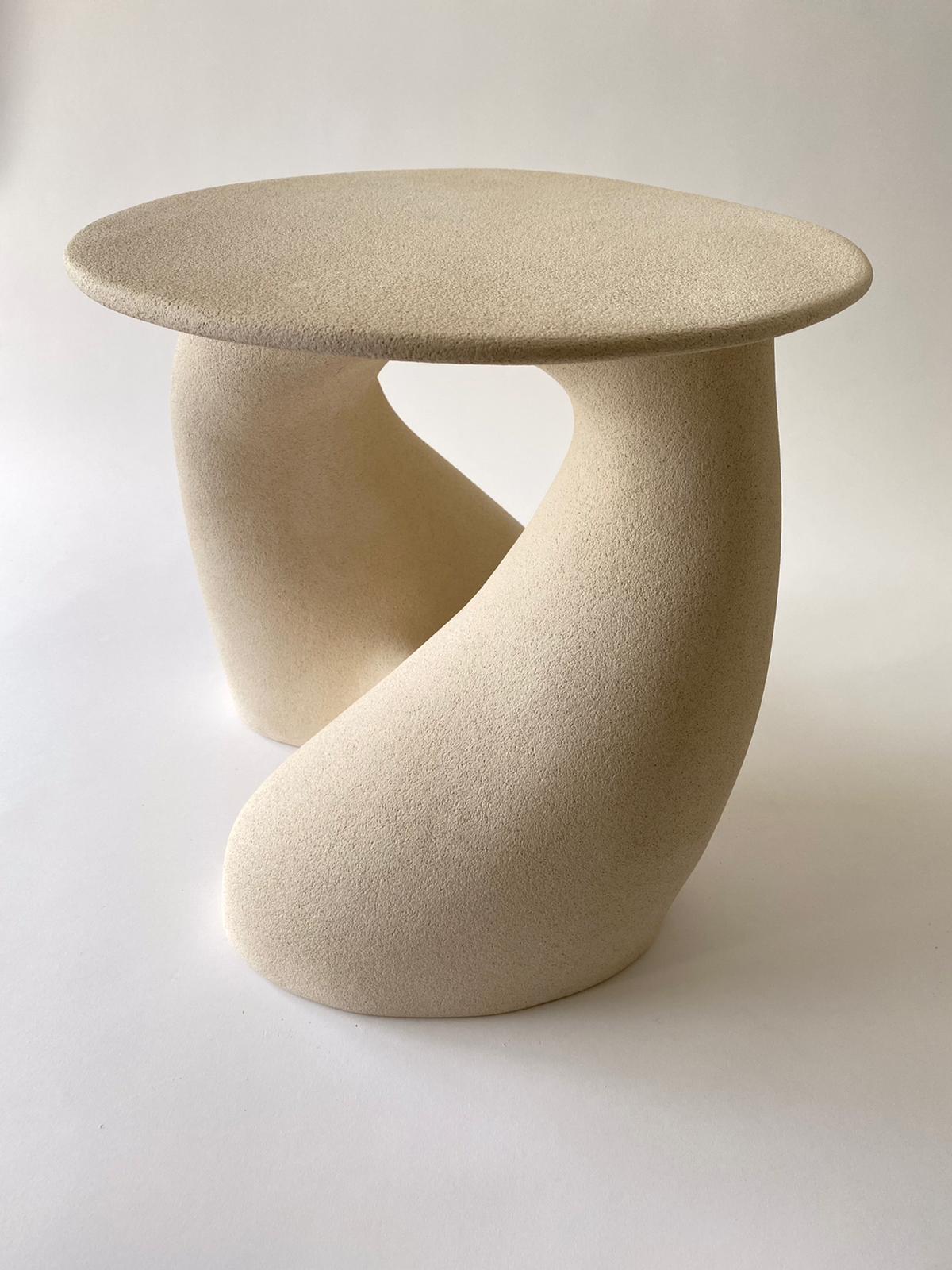 Sandstone Gabrielle Side Table Handsculped by Hermine Bourdin 1