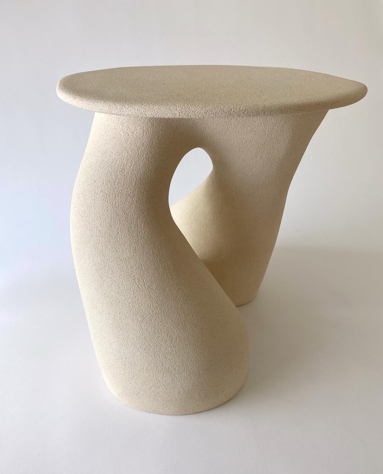 Sandstone Gabrielle Side Table Handsculped by Hermine Bourdin 2