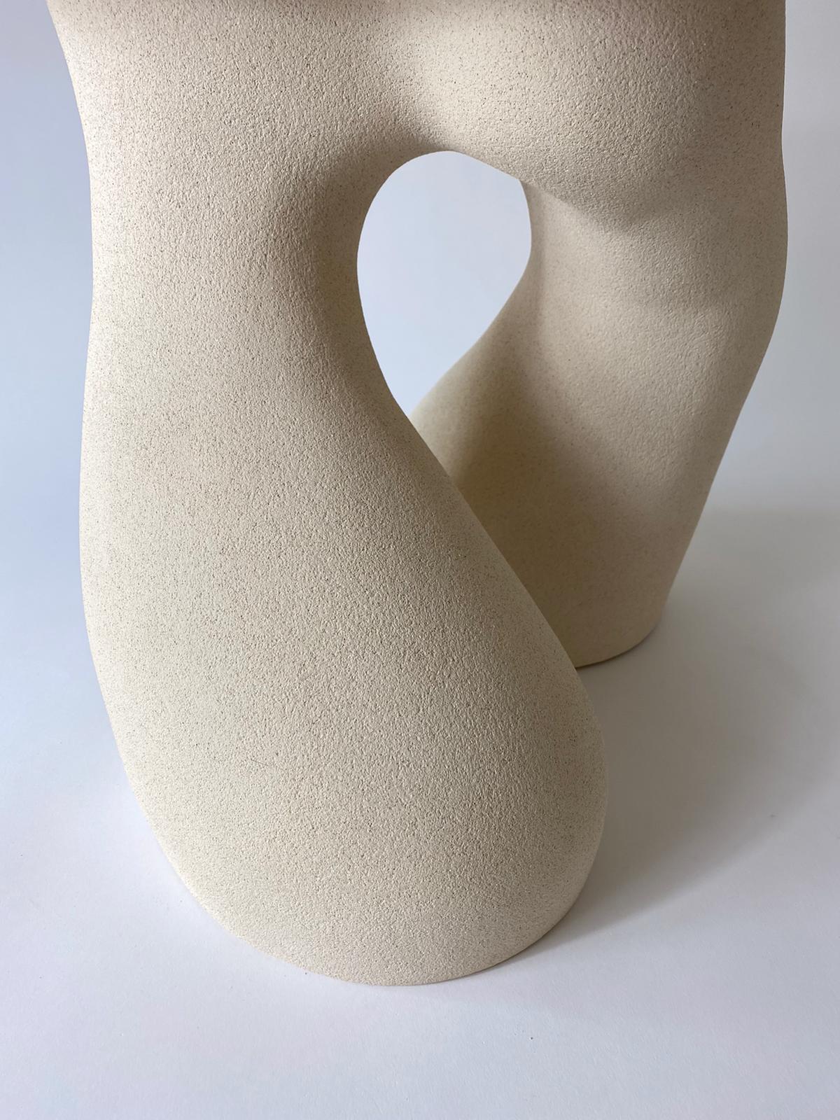 Sandstone Gabrielle Side Table Handsculped by Hermine Bourdin 3