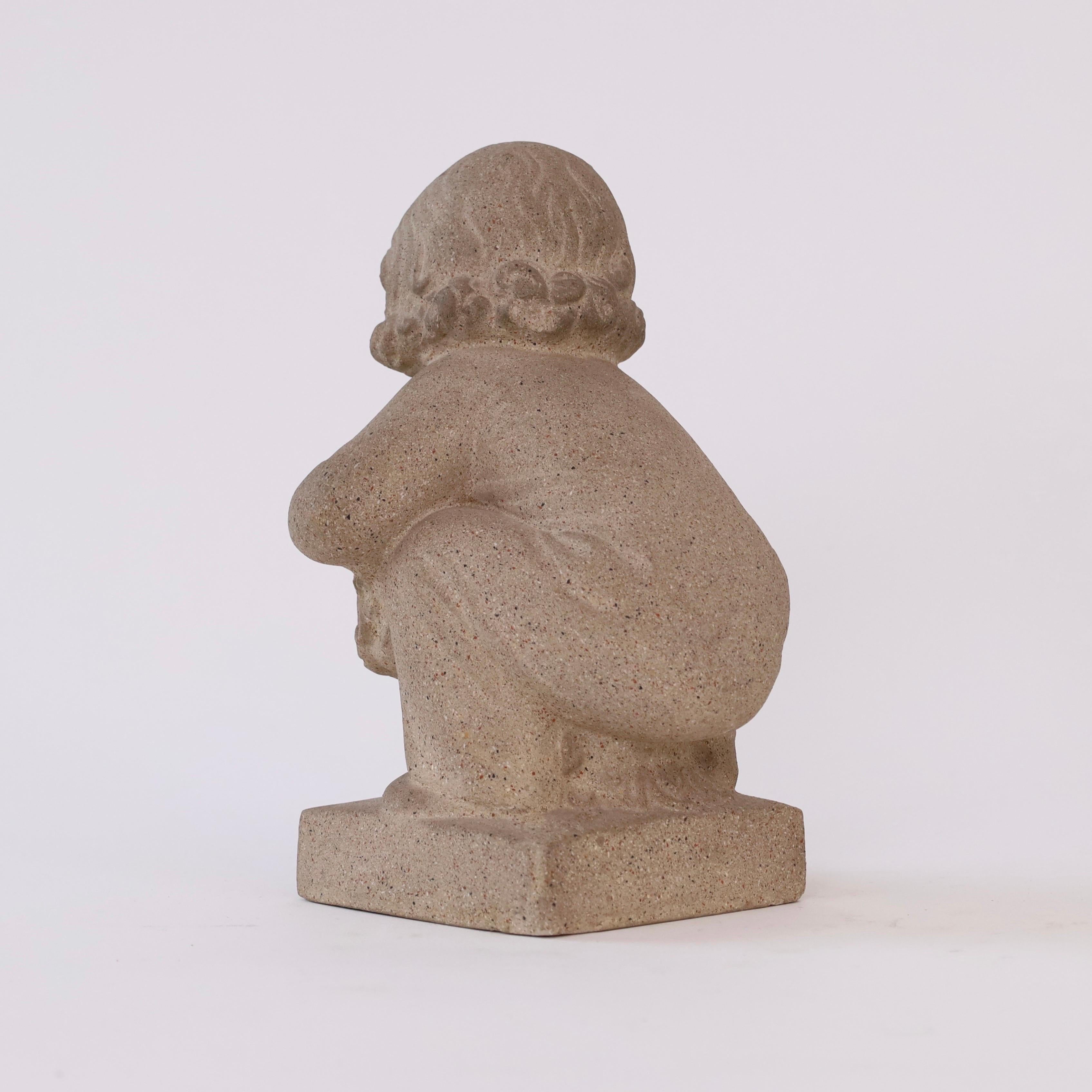 Sandstone girl with flowers by Sigurd Forchhammer for Just Andersen, 1940s For Sale 2