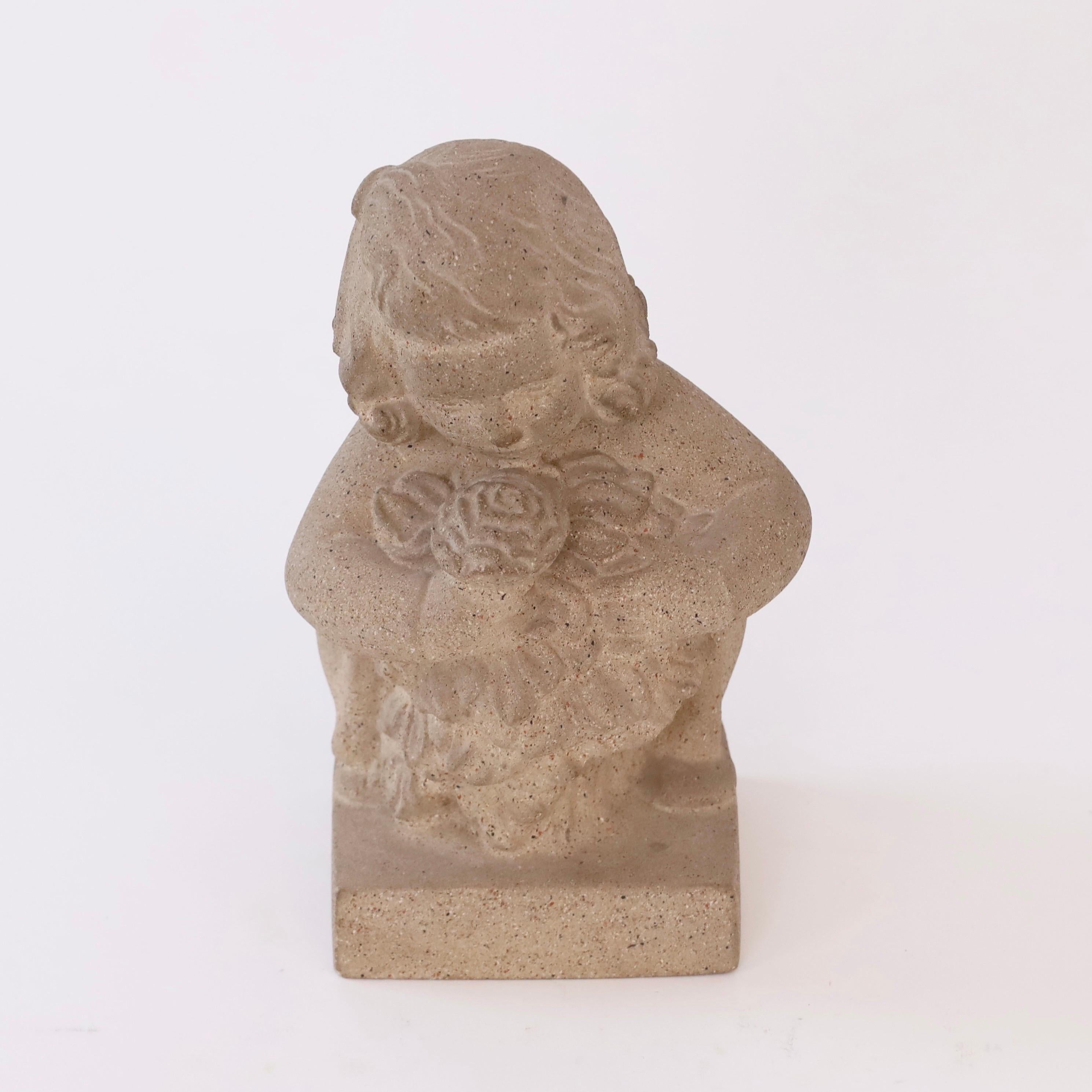 Sandstone girl with flowers by Sigurd Forchhammer for Just Andersen, 1940s For Sale 3