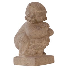 Vintage Sandstone girl with flowers by Sigurd Forchhammer for Just Andersen, 1940s