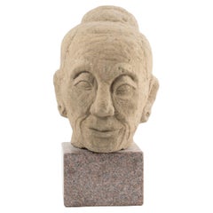 Antique Sandstone Head of a Lohan