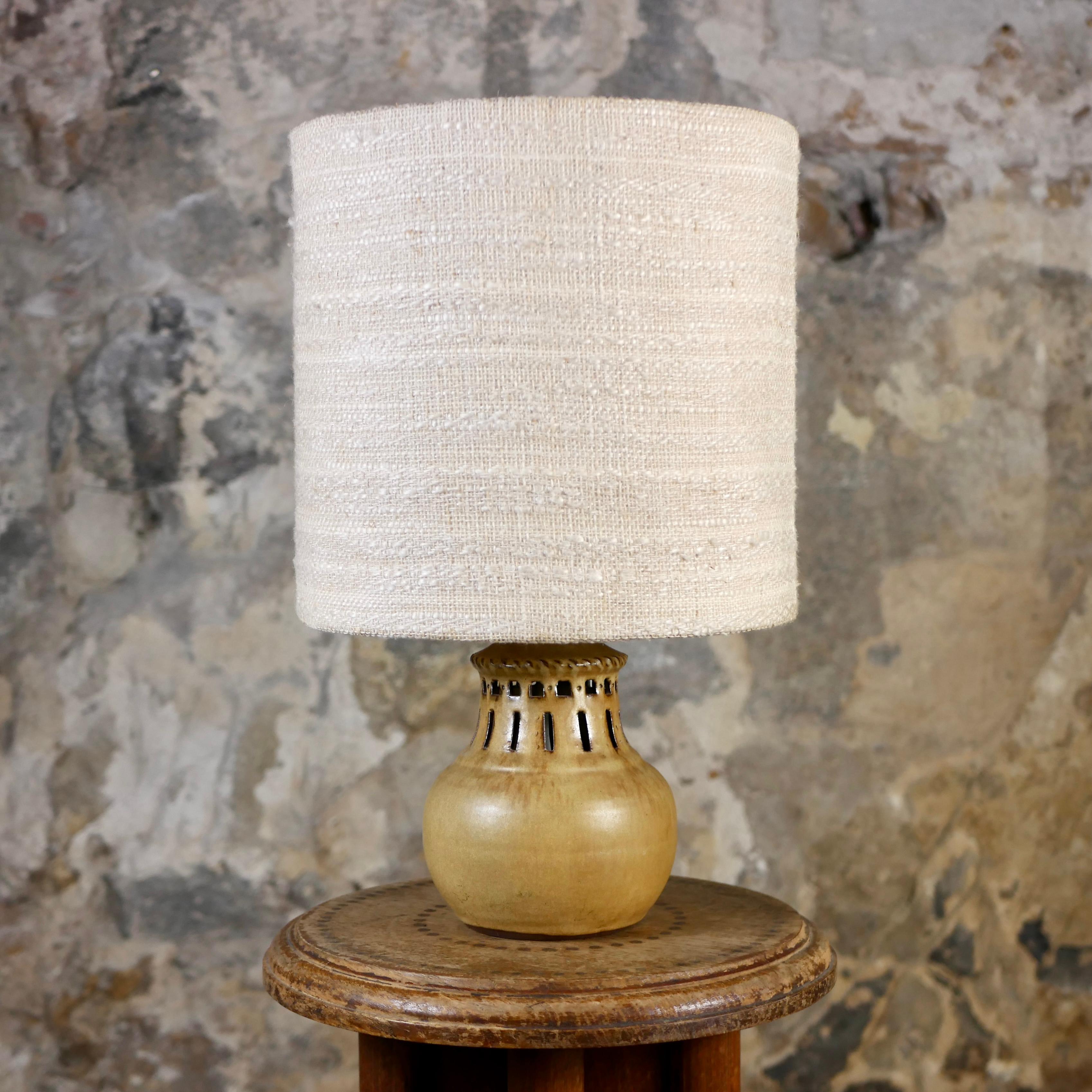 Beautiful sandstone table lamp by Thierry and Chantal Robert, from their atelier 