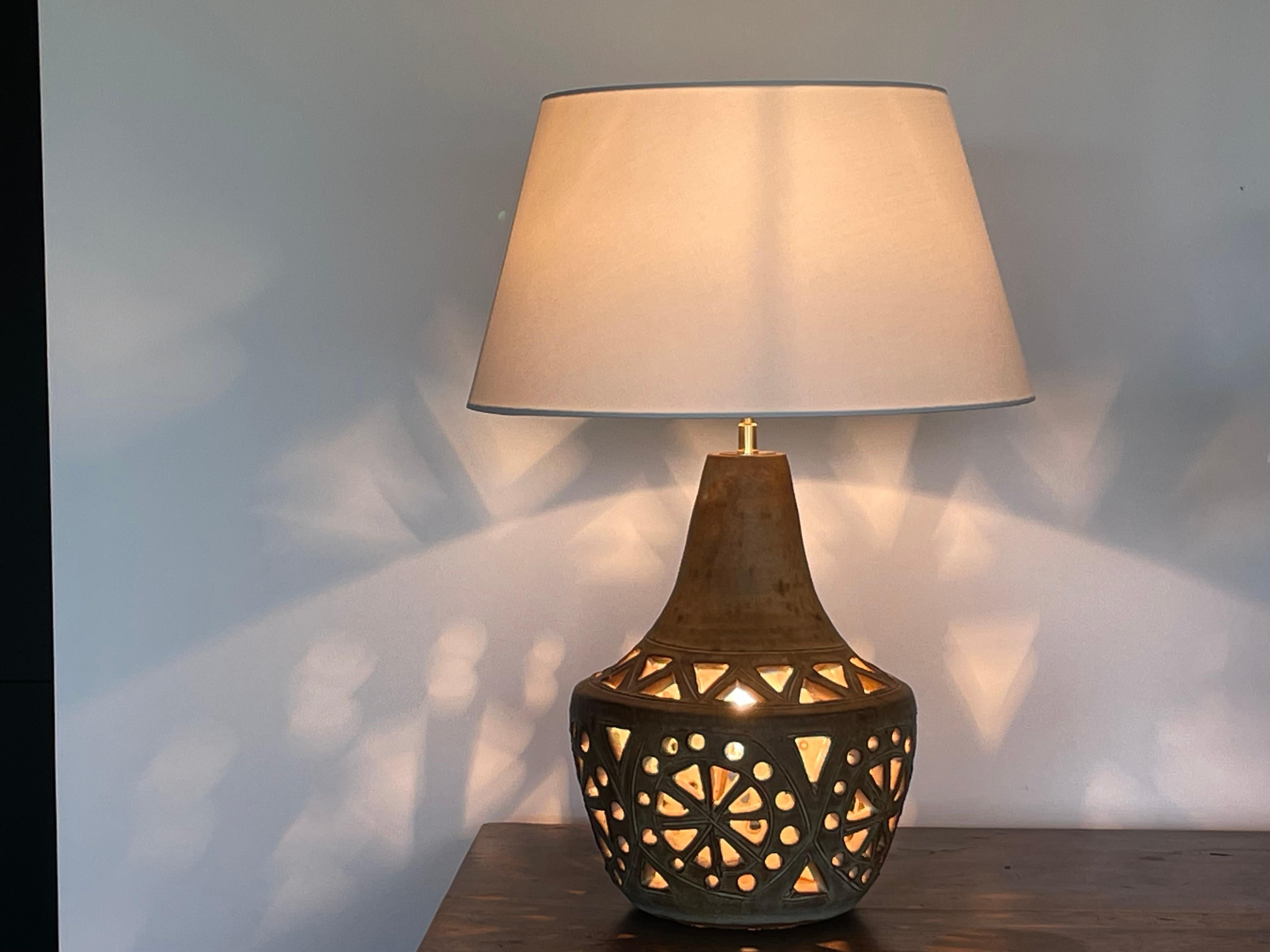 Sandstone lamp signed agnes escala 6