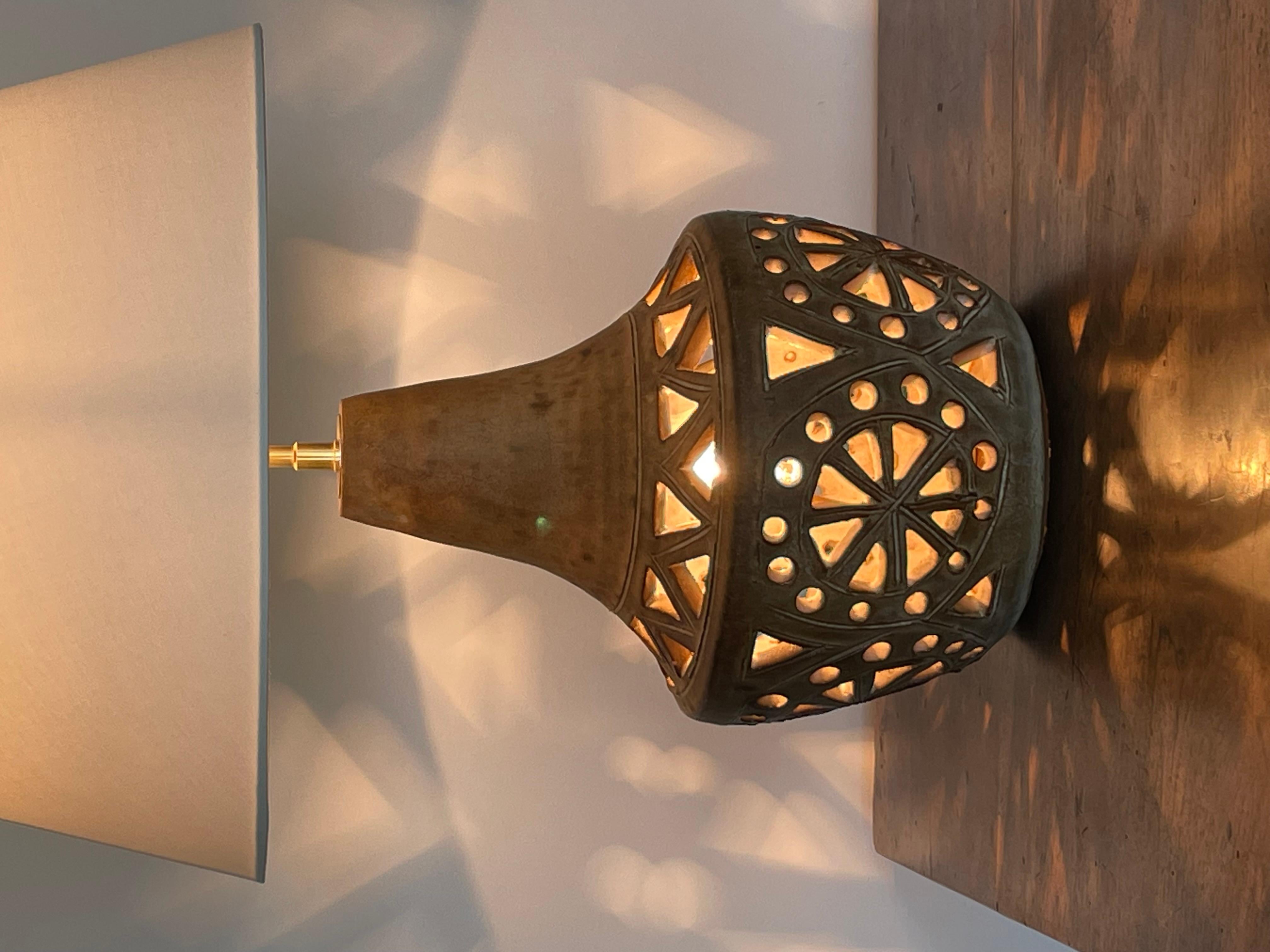 Sandstone lamp signed agnes escala 7