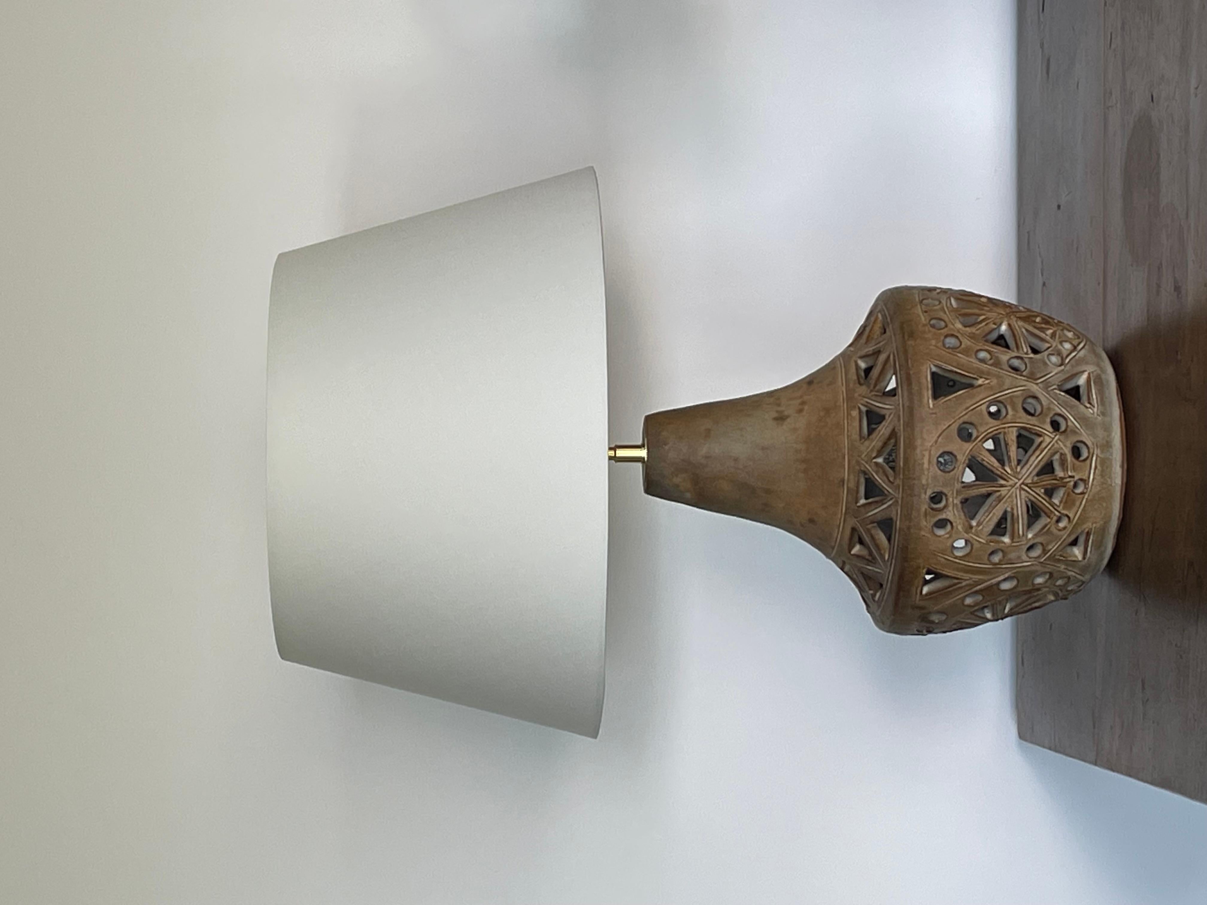 French Sandstone lamp signed agnes escala