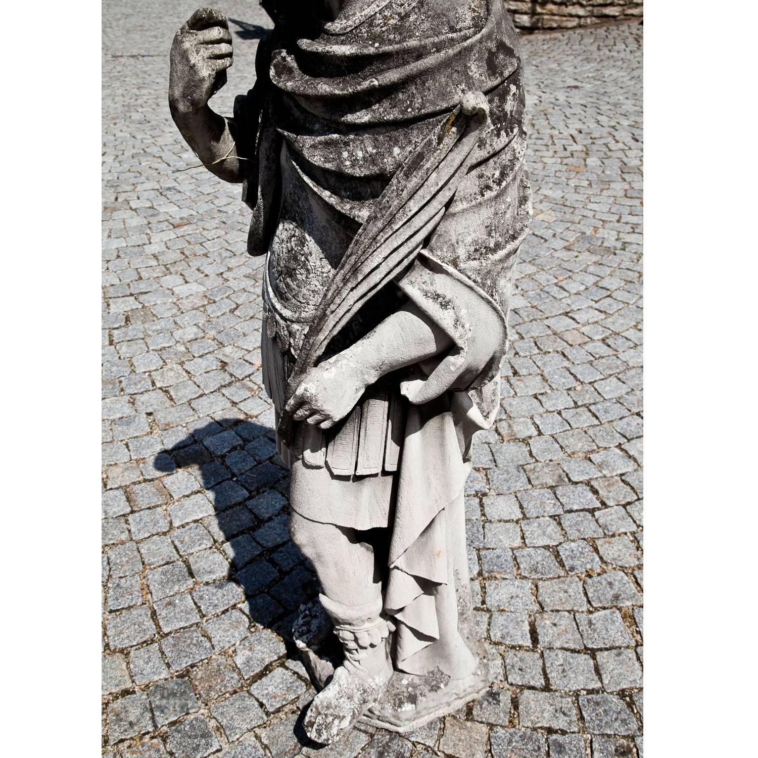 19th Century Sandstone Roman Soldier with Feather