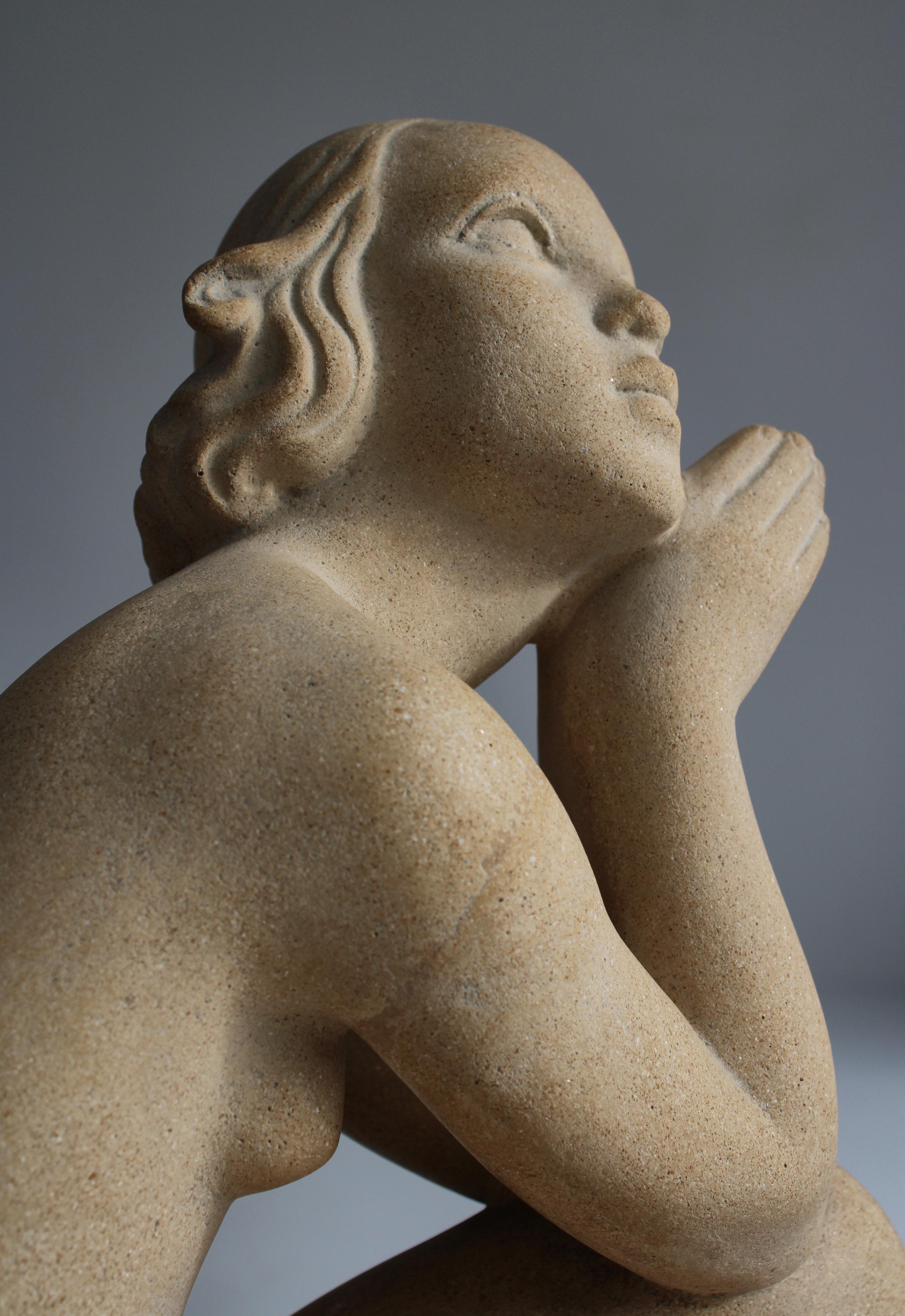 Sandstone Sculpture by Jens Jacob Bregnø Female Venus Figure, Illums, 1930s For Sale 2