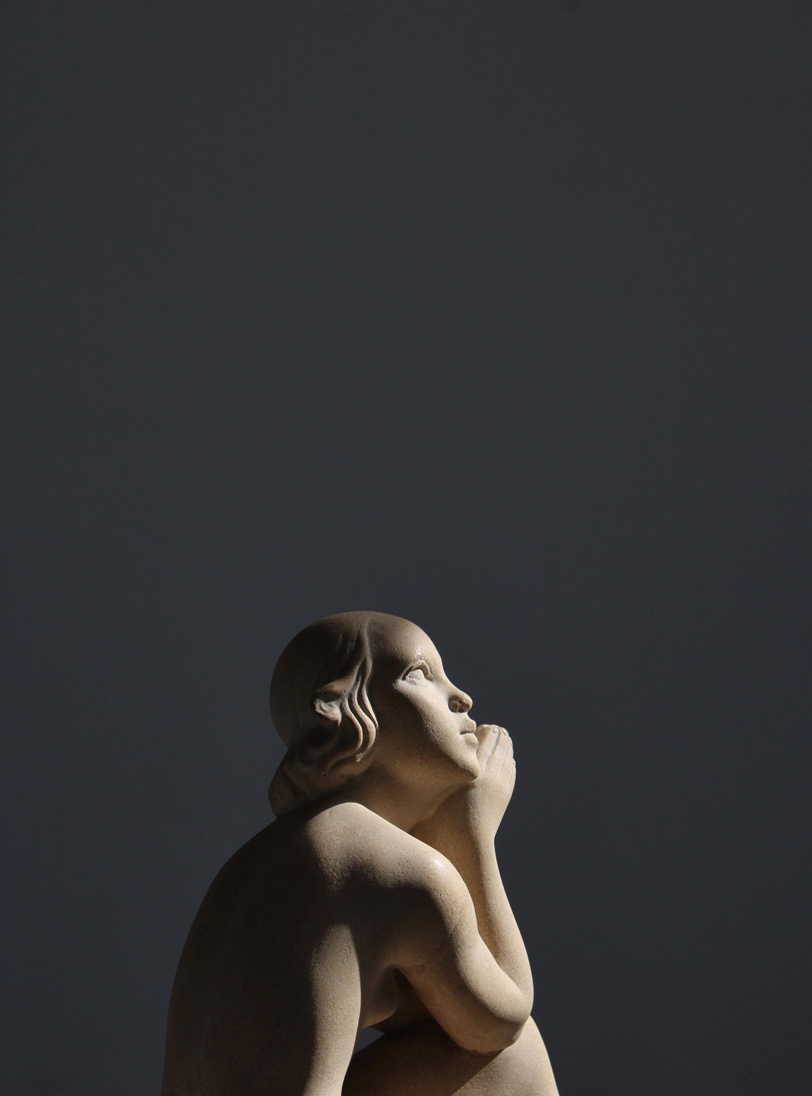 Sandstone Sculpture by Jens Jacob Bregnø Female Venus Figure, Illums, 1930s For Sale 7