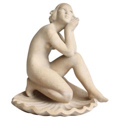 Sandstone Sculpture by Jens Jacob Bregnø Female Venus Figure, Illums, 1930s