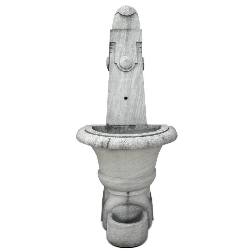 20th Century Sandstone Wall Fountain in Art Deco Style For Sale