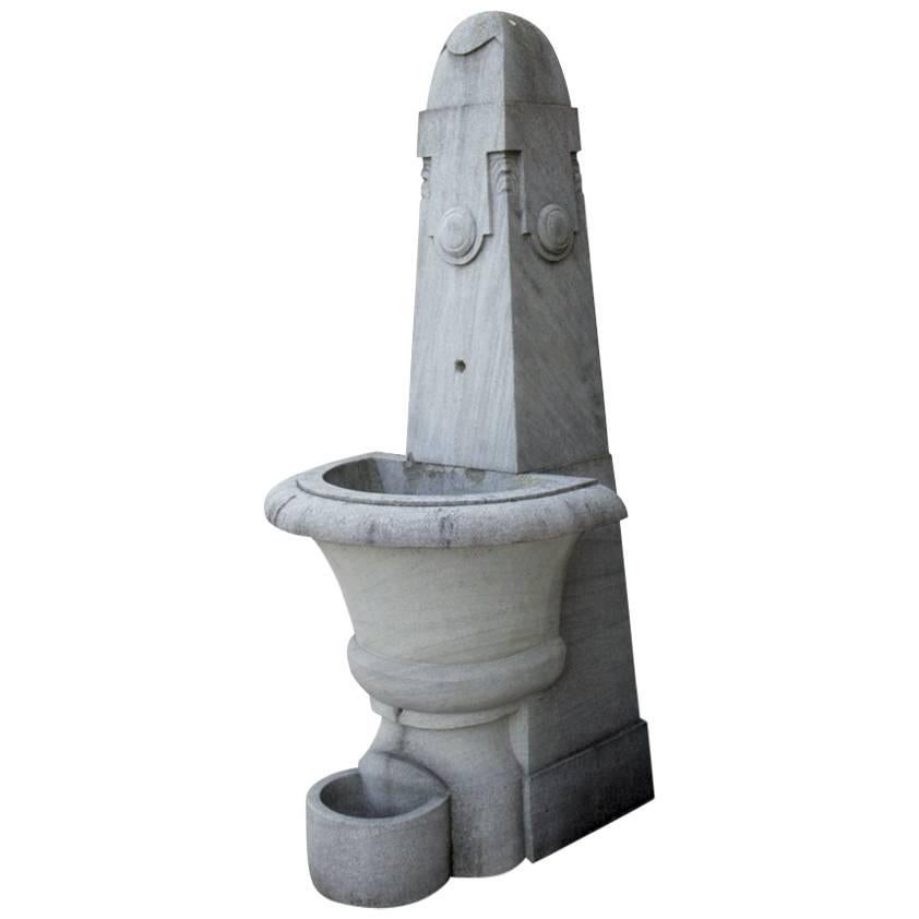 Sandstone Wall Fountain in Art Deco Style For Sale
