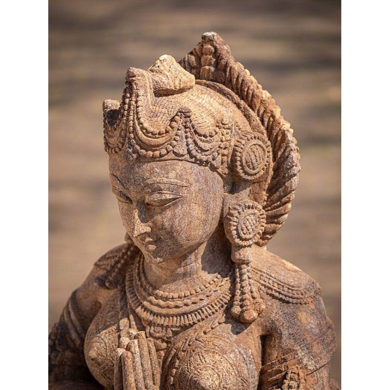 20th Century Sandstone Welcome Lady from India For Sale