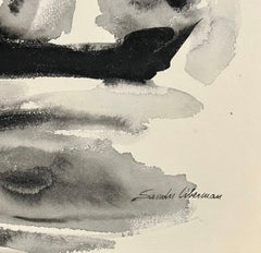 Grande dipinto originale a guazzo Madre e figlia Sandu Liberman Israeli Judaica