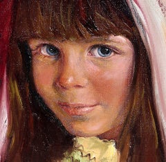 Ritratto di ragazza, dipinto a olio di Sandu Liberman