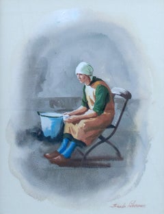Romanian Woman watercolor by Sandu Liberman