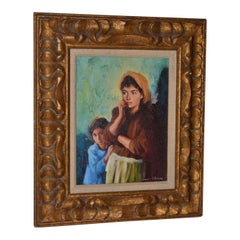 Sandu Liberman (Romania / Israel) "Mother & Daughter" Oil Portrait C.1960s