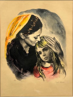Sandu Liberman " Mother and Daughter" Lithograph Signed & Framed - Artist Proof