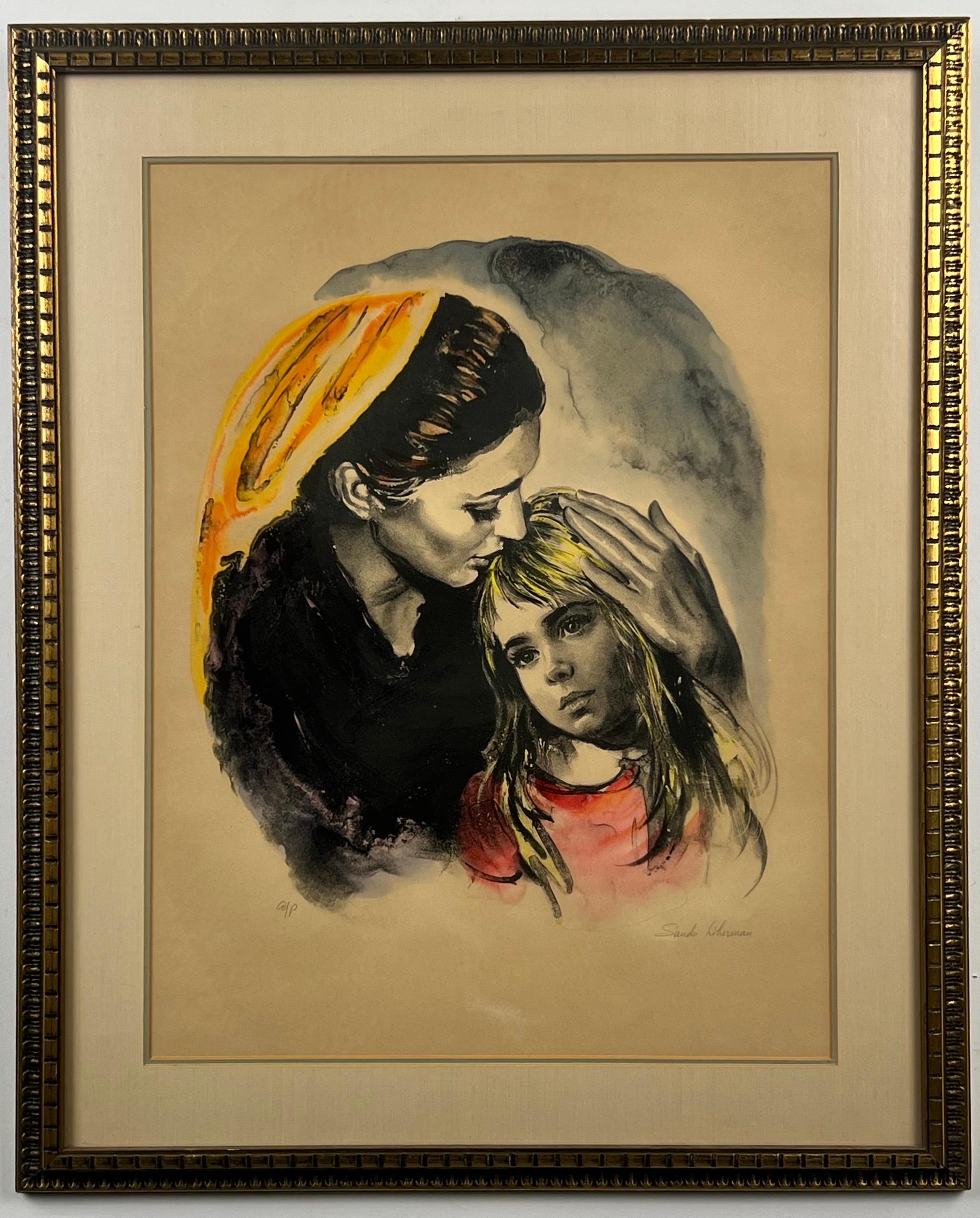 Sandu Liberman " Mother and Daughter" Lithograph Signed & Framed - Artist Proof