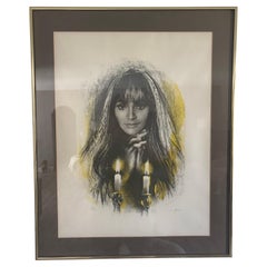Sandu Lieberman "M. Maurice" Signierte Lithographie "Schabbatkerzen" CIRCA 1970