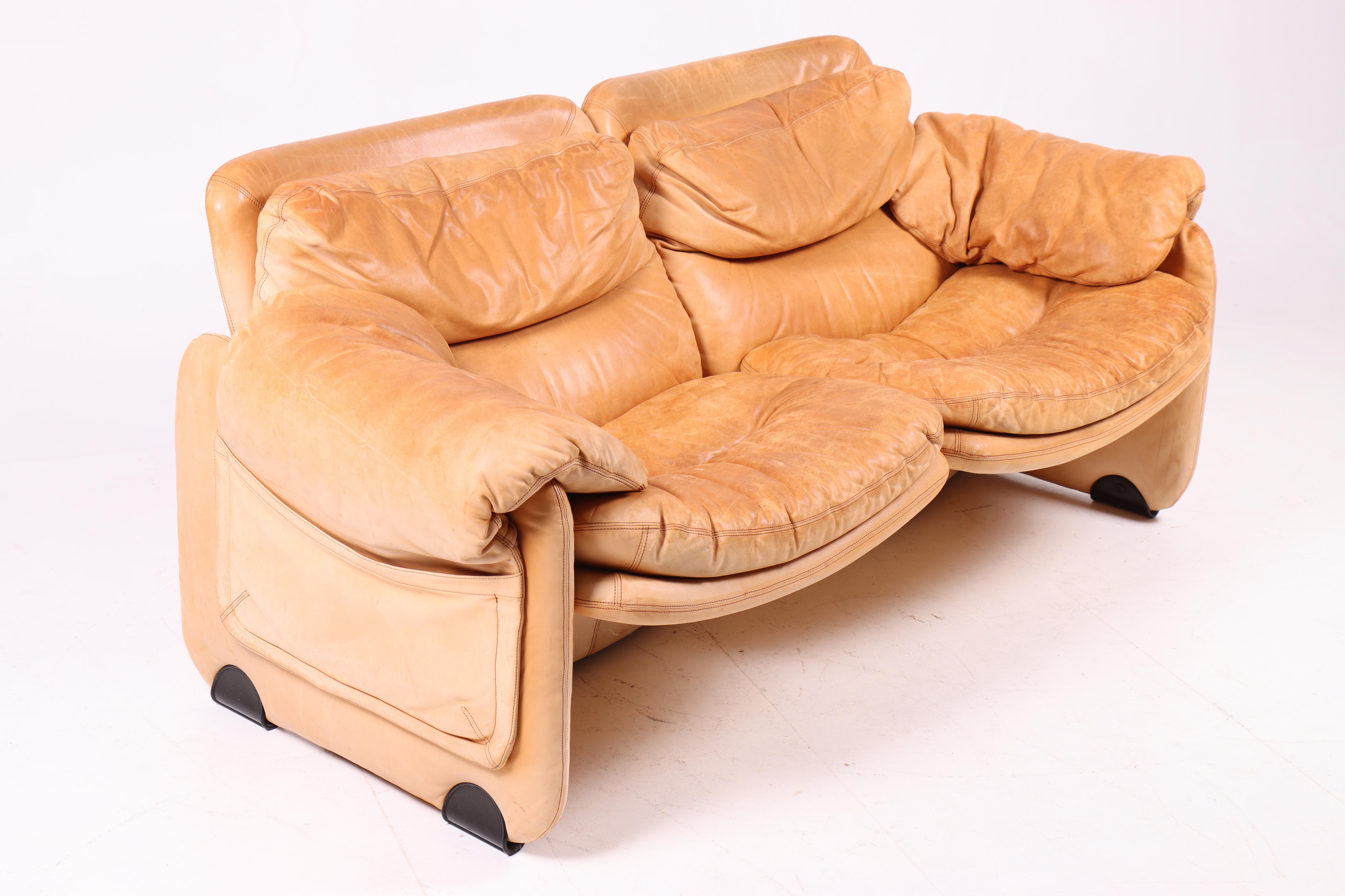 Italian Sandwich & Doppiosandwich Sofa in Patinated Leather by Ammannati & Vitelli