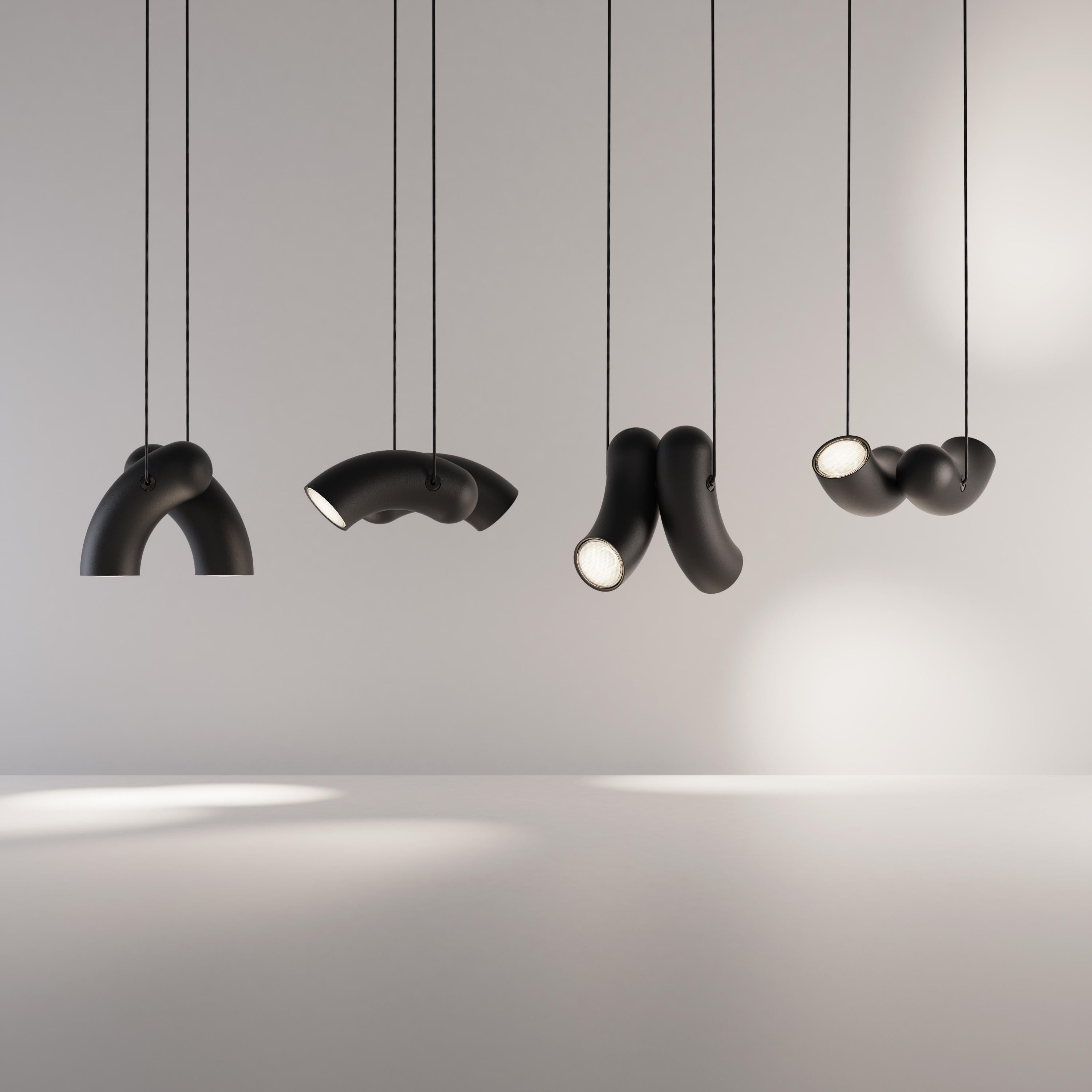 Modern Sandy Black Hyphen Pendant Lamp by Studio d'Armes For Sale