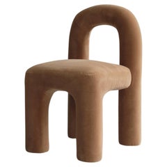 Sandy Brown Velvet Dining Chair, Inspired by Modular Architecture